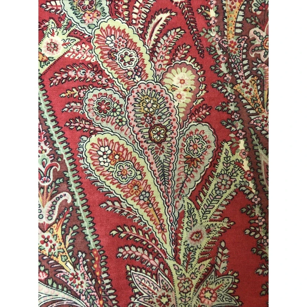 Pottery Barn Red/Green Paisley Cotton/Linen Pillow Cover Sham 24